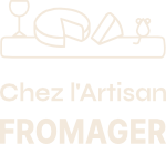 Logo de la fromagerie chez l'artisan fromager représentant un plateau avec fromages et verre de vin